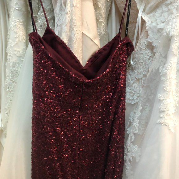 New Burgundy Sequin Sorella Vita Bridesmaid Dress, Formal Maroon Maxi Sz 10 $599 - Picture 7 of 8